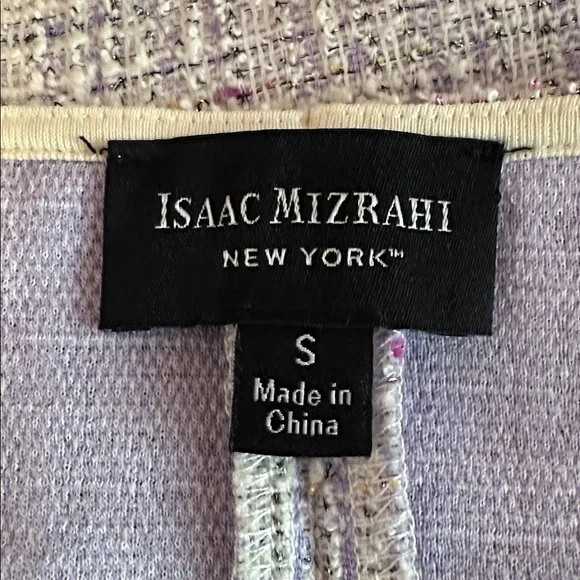 Isaac Mizrahi Boucle Tweed hip pockets lavender Cream short sleeve S Mini Dress - Picture 11 of 14